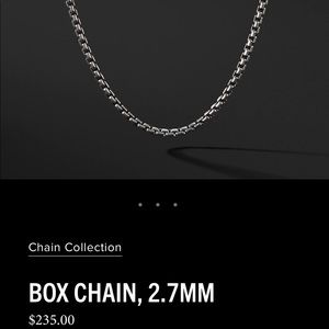 David Yurman Mens Small Box Chain Necklace - 20in